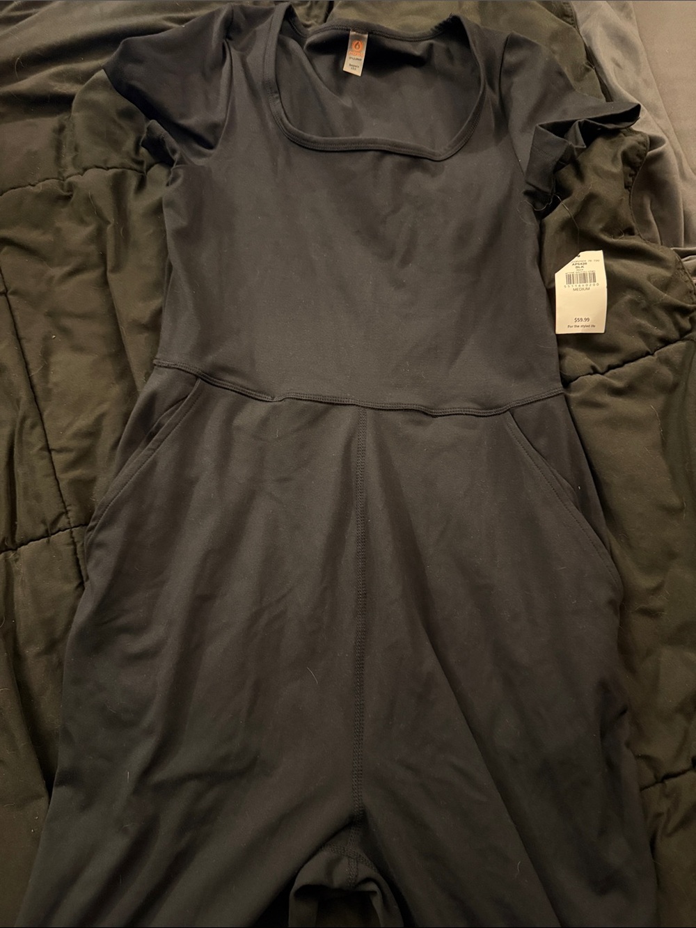 Black Women's Scoop Neck jumpsuit with Pockets